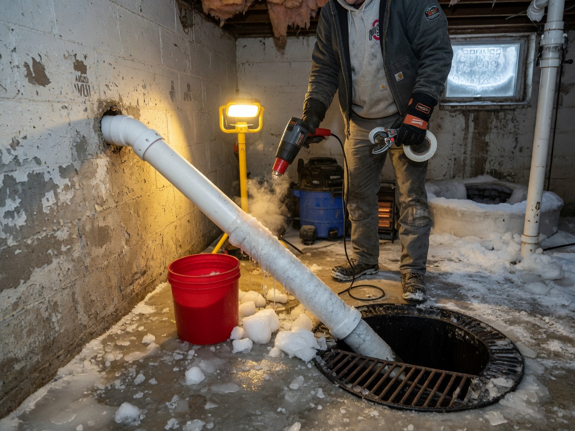 Fixing Frozen Sump Pump Lines in Akron Winters